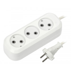 Удлинитель электрический Smartbuy, 3 гнезда 2 метра 10А/2,2kW без заземления ПВС 2х1,0 (SBE-10-3-02-N)/50
