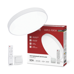 Светильник LED  управляемый IN HOME  95W SCANDY SIMPLE-95RCW БЕЛЫЙ 3000-6500К (7600лм) d400х50 пульт ДУ