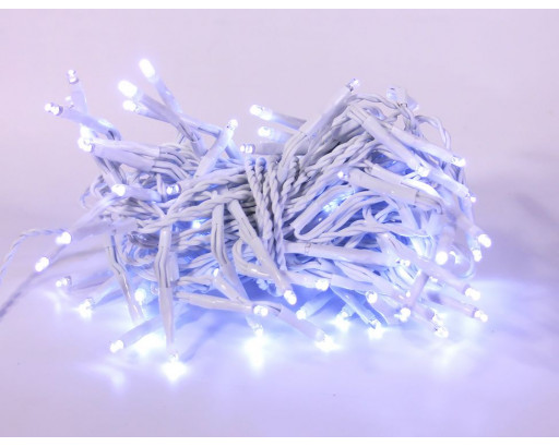 Гирлянда Нить SMD   5-6 метров, Холодный белый, 50 LED, с контроллером, белый провод (W-157, 100L)
