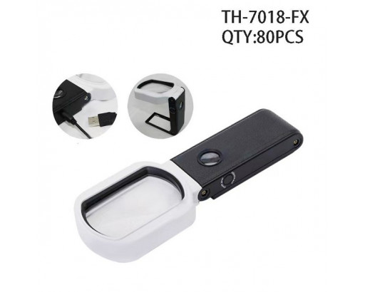 Лупа   50х85мм 10-x/25х кратная складная с подсветкой, У/Ф   TH-7018-FX