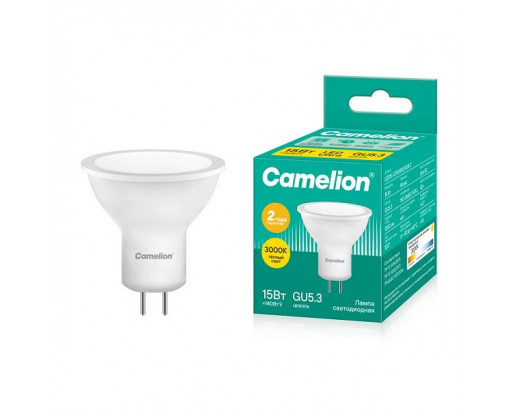 Лампа светодиодная Отражатель GU5.3 15W 220V 3000К Camelion LED15-JCDR/830  16521
