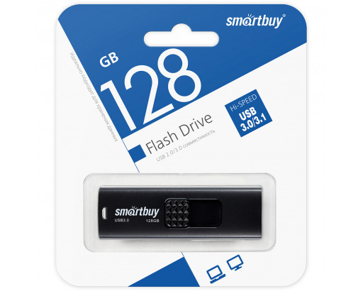Флеш-накопитель USB128-Gb Smartbuy USB 3.0    Fashion Black SB128GB3FSK