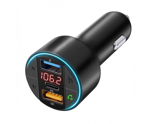 Радио FM-модулятор Mivo MF-08 (Bluetooth 5,3, hands-free,12/24V, 2хUSB, 1xUSB Type-C  QC 3.0,  PD 3.0, 48W )