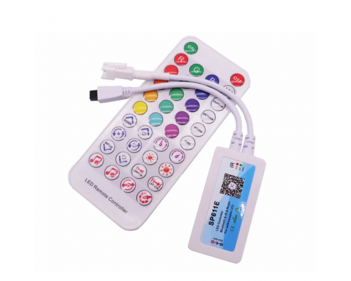 Контроллер для адресной светодиодной ленты SP611E 600px 5-24v (Music, управление по Bluetooth, пульт 38 кн., 142 эффекта)