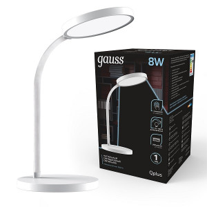 Светильник настольный Gauss Qplus GTL503 (LED, 8W.,500lm, 4000К, диммер, USB, 170-265V) Белый